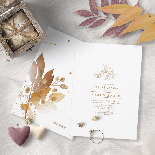 Golden Autumn Splash Bridal Shower ID655 Invitation (Front/Back In Situ)
