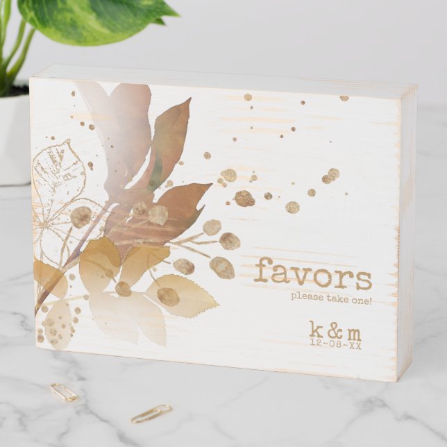 Golden Autumn Splash Wedding Favors ID655 Wooden Box Sign (In Situ Horizontal)