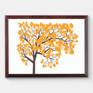 Golden Autumn Tree-Minimalist Nature Wood Wall Art Award Plaque