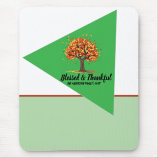 Golden Autumn Trees Happy Thanksgiving Greeting Mouse Pad