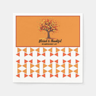 Golden Autumn Trees Happy Thanksgiving Greeting Napkins