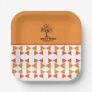 Golden Autumn Trees Happy Thanksgiving Greeting Paper Plates