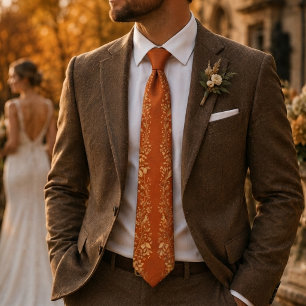 Golden Autumn Vine Elegance Neck Tie