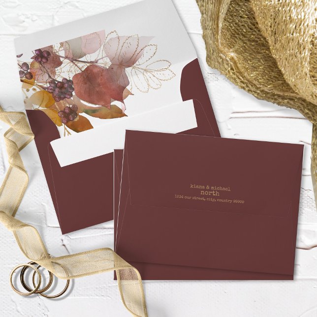 Golden Autumn Wedding Berries ID655 Envelope (Interior/Back In Situ)