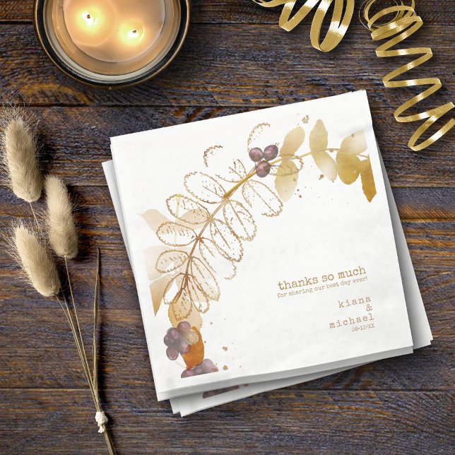 Golden Autumn Wedding Berries ID655 Napkins (Creator Uploaded)