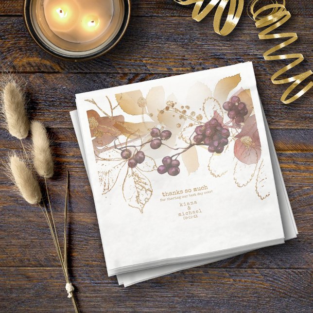 Golden Autumn Wedding Berries V2 ID655 Napkins (Creator Uploaded)