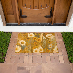 Golden Autumn Wildflower - Rustic Fall Doormat