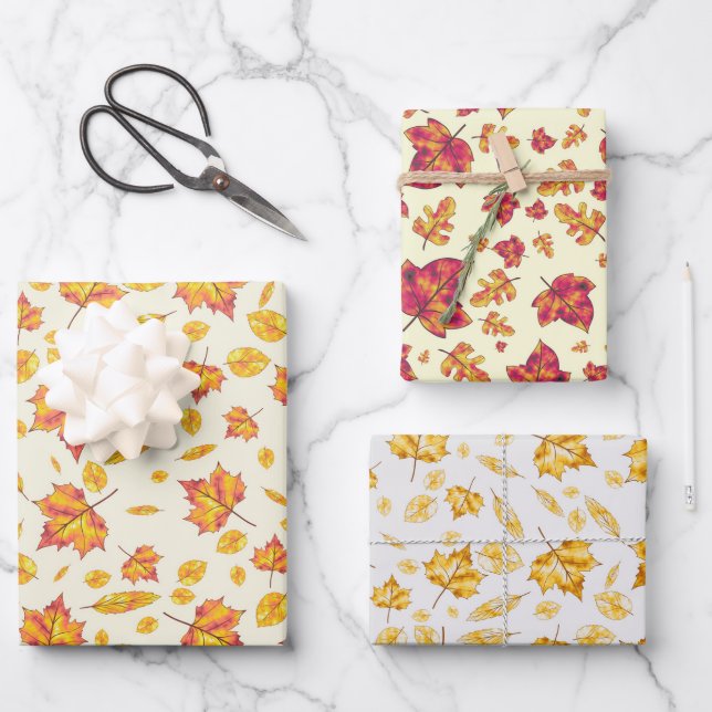 Golden Autumn Wrapping Paper Sheets (Front)