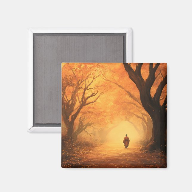 Golden Autumn Zen Path Magnet (Front/Back)