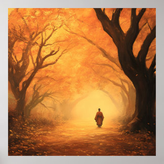 Golden Autumn Zen Path Poster