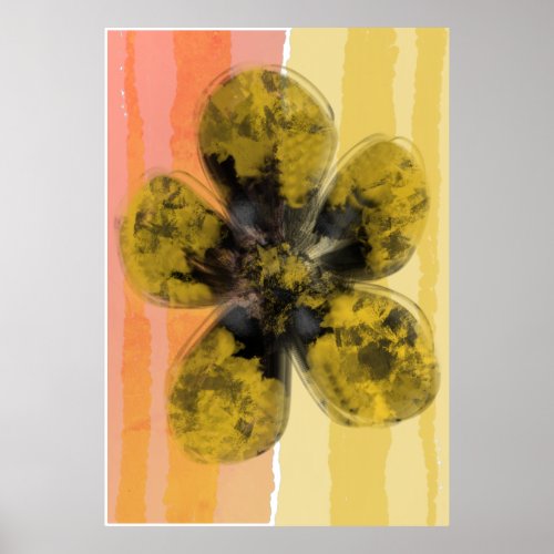 Golden Autumnal Floral rose gold Abstract Poster