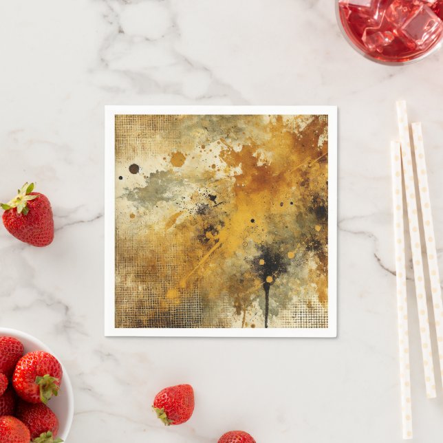Golden Autumnal Harvest Distressed Ink Decoupage Napkins (Insitu)