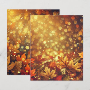 Golden Autumnal Leaves Bokeh Scrapbook Paper