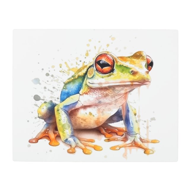 Golden Azure Tree Frog Metal Print (Front)