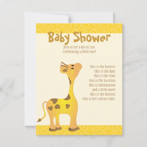 Golden Baby Giraffe Personalized Announcements