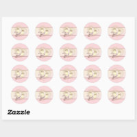 Elegant Pink Bow Baby Shower Classic Round Sticker, Zazzle