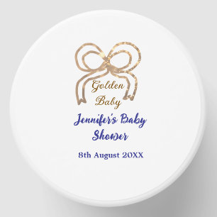 Golden baby glitter bow royal blue baby shower mini candle favors