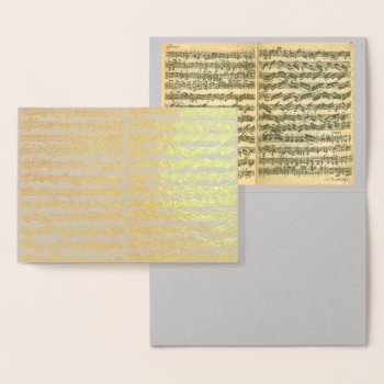 Golden Bach Chaconne Music Manuscript All Occasion Foil Card by missprinteditions at Zazzle