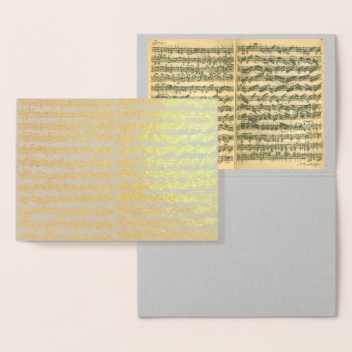 Golden Bach Chaconne Music Manuscript All Occasion Foil Card