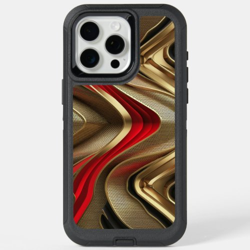 Golden Back And Red Pattern iPhone 15 Pro Max Case