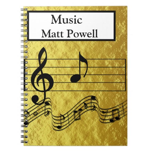 Golden background with music bar with notes design notebook