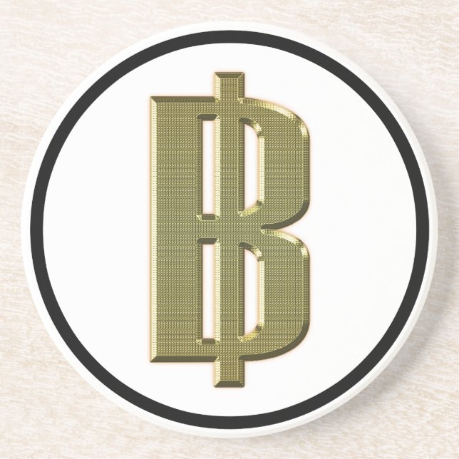 GOLDEN BAHT SIGN ฿ Thai Money Currency ฿ Drink Coaster (Front)