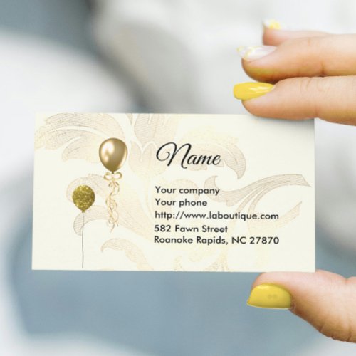 Golden Balloons and Florals Business Card