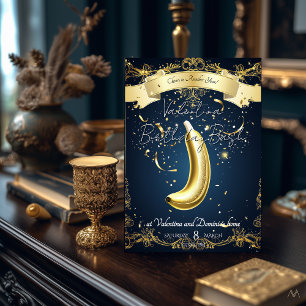 Golden Banana Birthday Playful Luxury Invitation