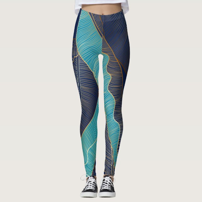 Golden Banana Leaf: Luxury Pattern. Leggings (Front)