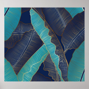 Golden Banana Leaf: Luxury Pattern. Poster
