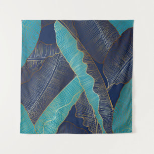 Golden Banana Leaf: Luxury Pattern. Tapestry