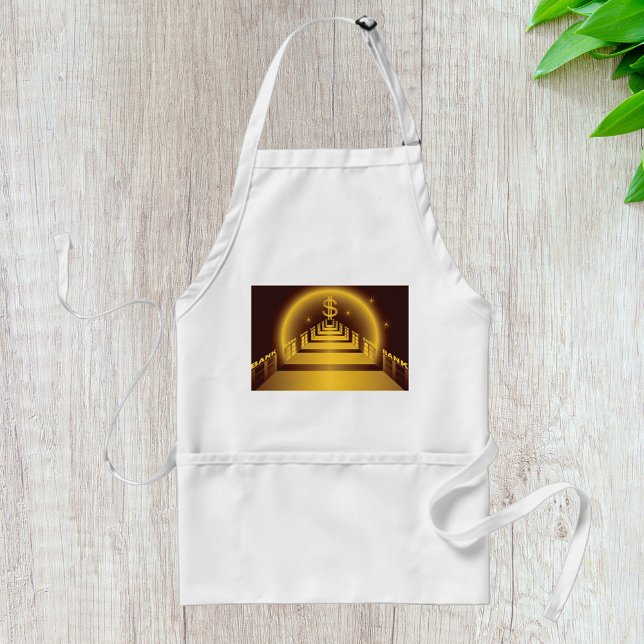 Golden Bank Corridor Glowing Dollar Finance  Adult Apron (Creator Uploaded)