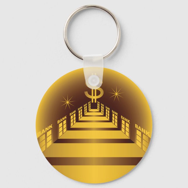 Golden Bank Corridor Glowing Dollar Finance  Keychain (Front)