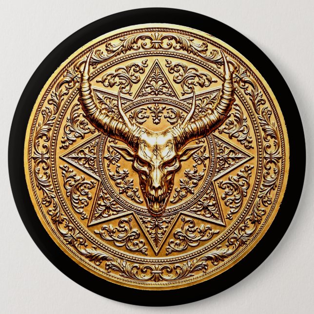 Golden Baphomet Sigil Button (Front)