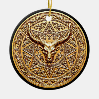 Golden Baphomet Sigil Ceramic Ornament