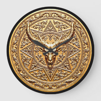 Golden Baphomet Sigil Large Clock