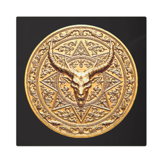 Golden Baphomet Sigil Metal Print