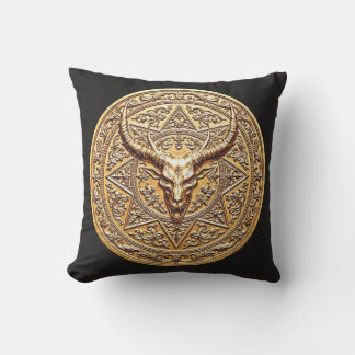 Golden Baphomet Sigil Outdoor Pillow