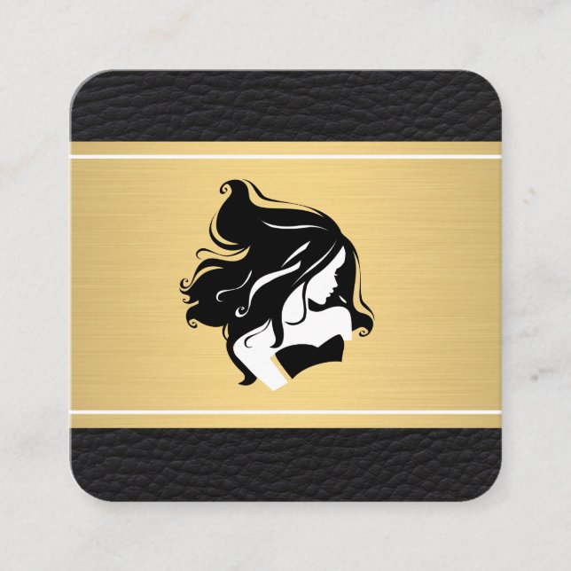 Golden Bar Leather Beautiful Woman Appointment Card (Front)