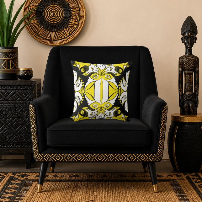 Golden Baroque Abstract Throw Pillow (Creator Uploaded)