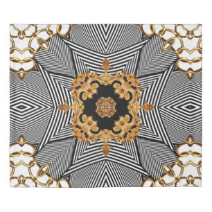 Golden baroque and chains ornament pattern duvet cover