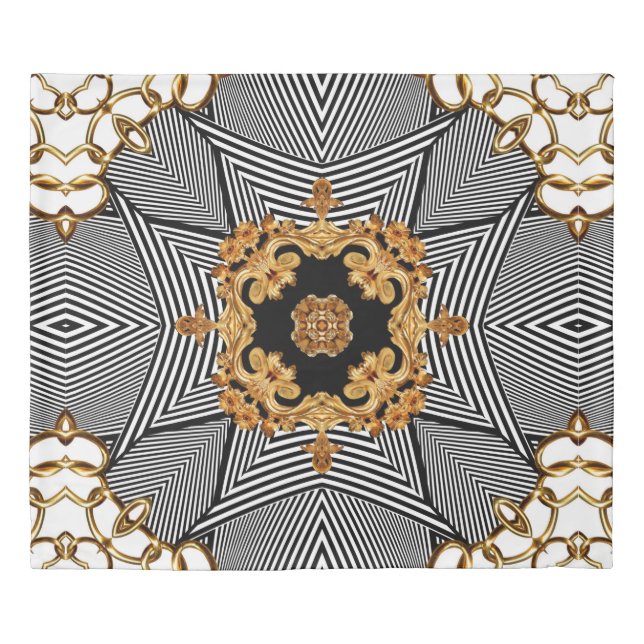 Golden baroque and chains ornament pattern duvet cover (Front)