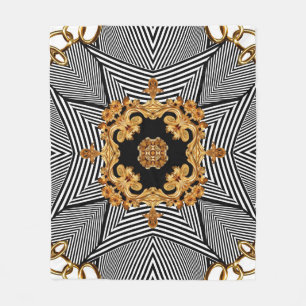 Golden baroque and chains ornament pattern fleece blanket