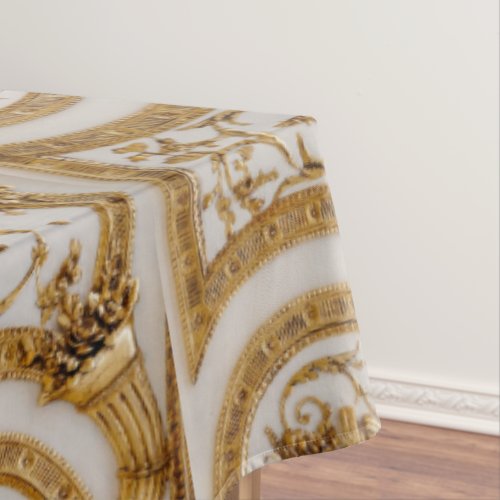 Golden Baroque Cornucopia on Beige Thanksgiving Tablecloth