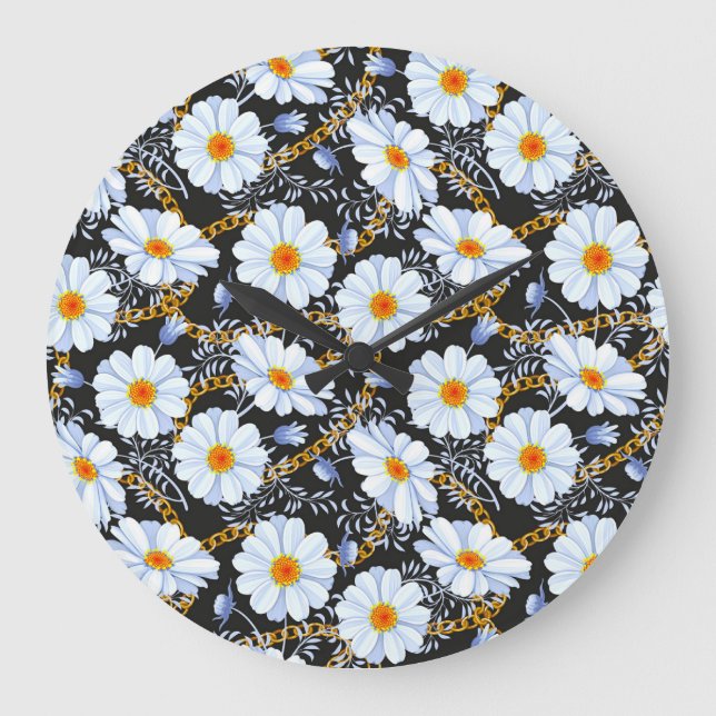 Golden Baroque: Floral Chain Texture Large Clock (Front)