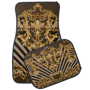Golden baroque: geometric pattern design car floor mat