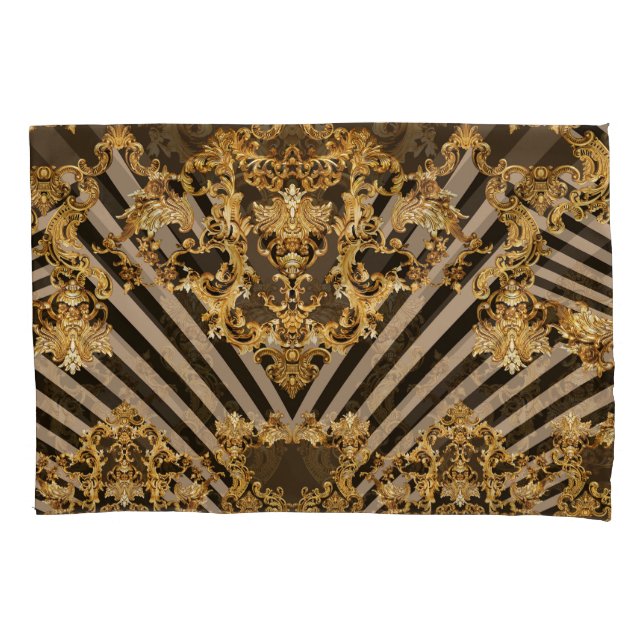Golden baroque: geometric pattern design pillow case (Front)