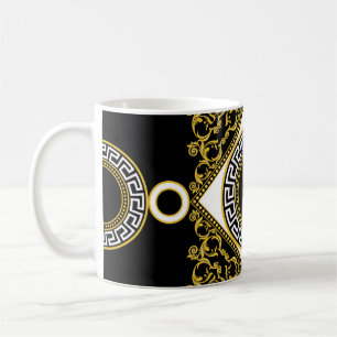Golden Baroque: Greek Black Border Coffee Mug
