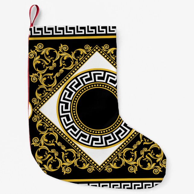 Golden Baroque: Greek Black Border Small Christmas Stocking (Front)