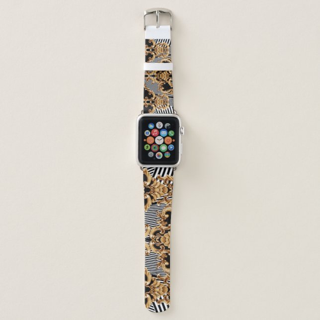 Golden baroque, intricate ornament design. apple watch band (Front)